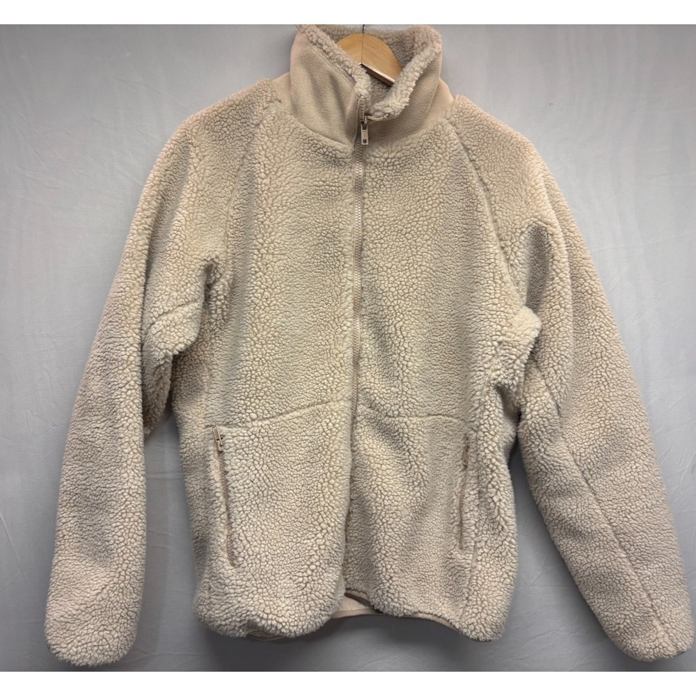 Brandy Melville Willow Shearling Sherpa Jacket Womens Beige Zipper Pocket XL